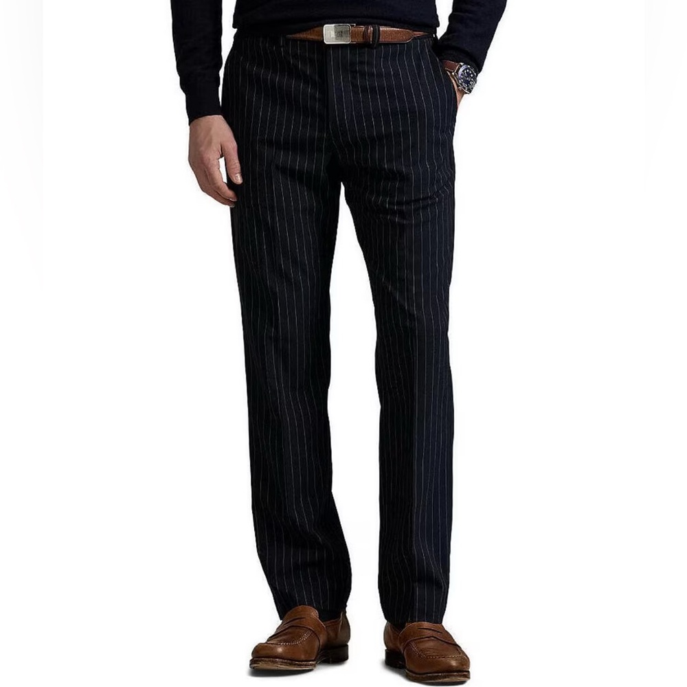 Polo by Ralph Lauren Black Pinstripe Dress Pants stretch straight fit charcoal